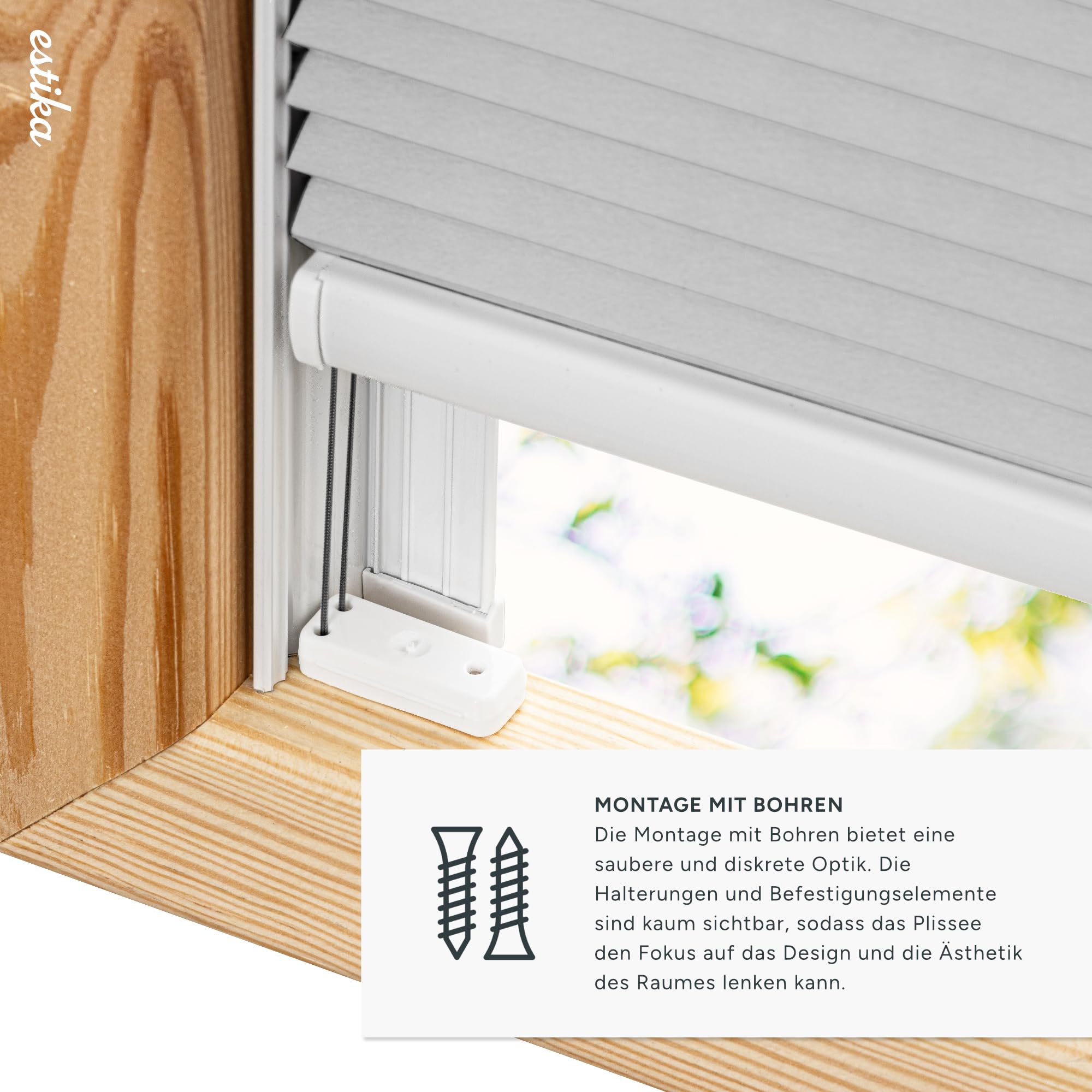 Estika Store plissé occultant pour fenêtre de Toit avec perçage sur Mesure - 7 Couleurs de Tissu, 3 Couleurs de profilés, Largeur 30-120 cm, Hauteur 50-149 cm - Store intérieur Thermique