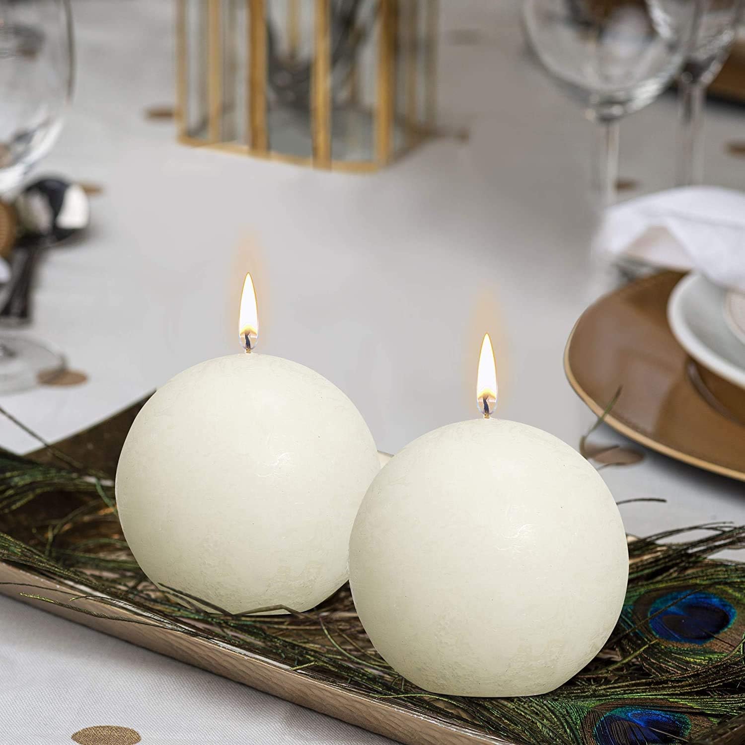 AD Art Creations A Grade Perafin Wax 2X2 inch Round-Shaped Sphere Ball Candles for Party, Birthday Party, Dinner Table, Living Room Décor Set of 2-image-39