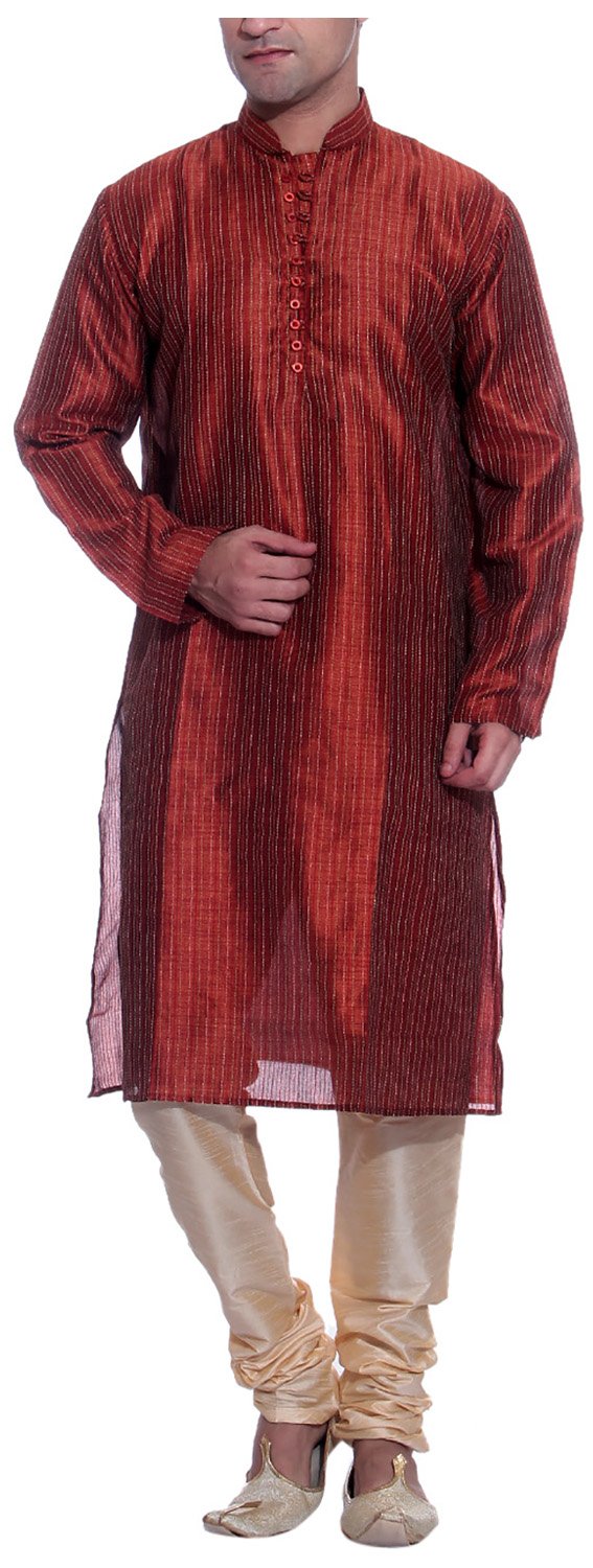 Tag 7 Męska piżama Art Silk Kurta 42 pomarańczowa, pomarańczowy, 38