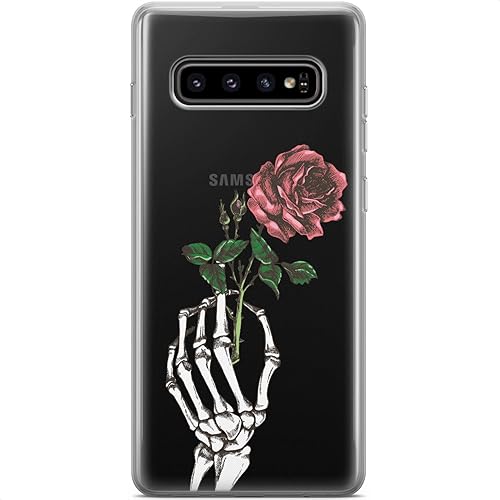 Miniatura 6 de Funda de teléfono compatible con Samsung Galaxy S23 Ultra S22 5G S21 FE S20 S10 Note 20 Flor gótica flexible y ligera mano esqueleto rosa diseño