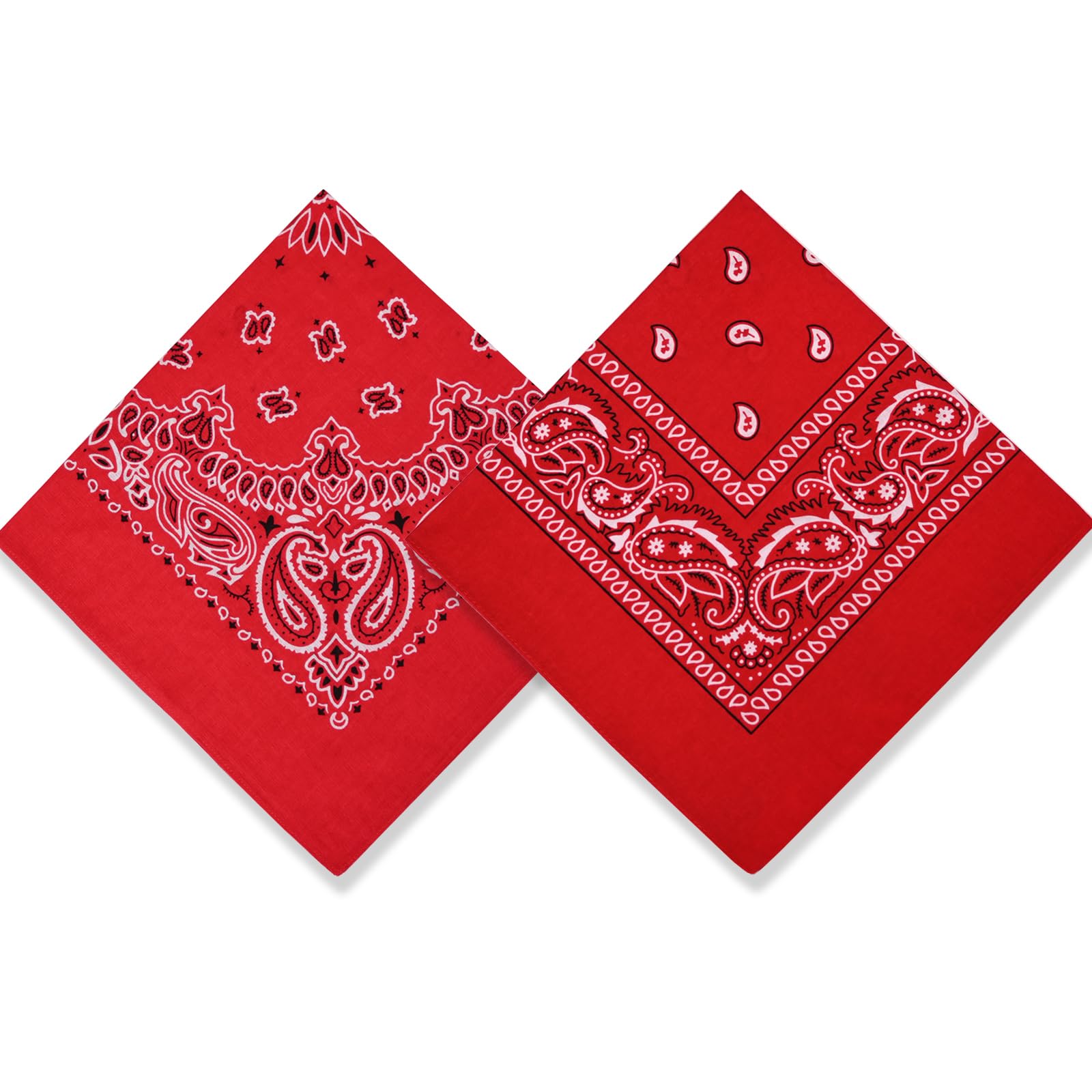 2 Pack Types of Paisley Pattern Bandanas, 22x22 Inches Cotton Bandanas Handkerchief Face Mask for Men & Women