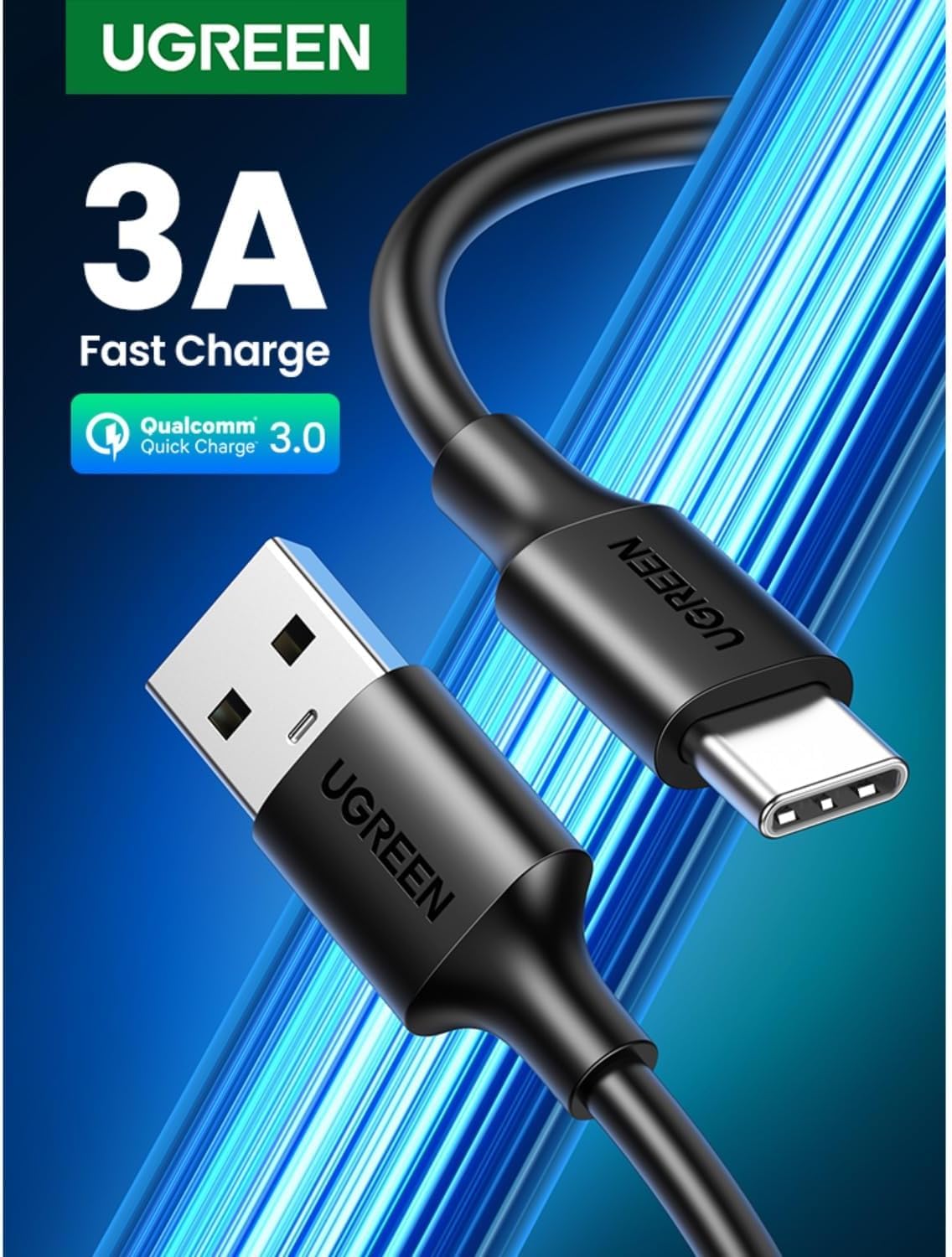Ugreen USB-A & USB-C Şarj ve Data Kablosu, 2 Metre, Siyah