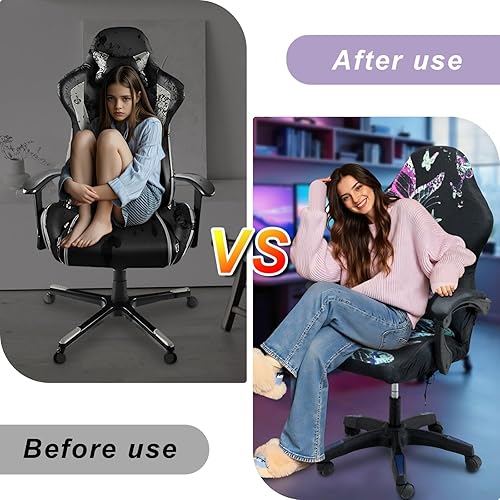 Miniatura 7 de Fundas para sillas de juegos, impresión 3D, de una pieza, ajuste universal, funda de asiento para silla de juegos con reposabrazos (color estilo 5)