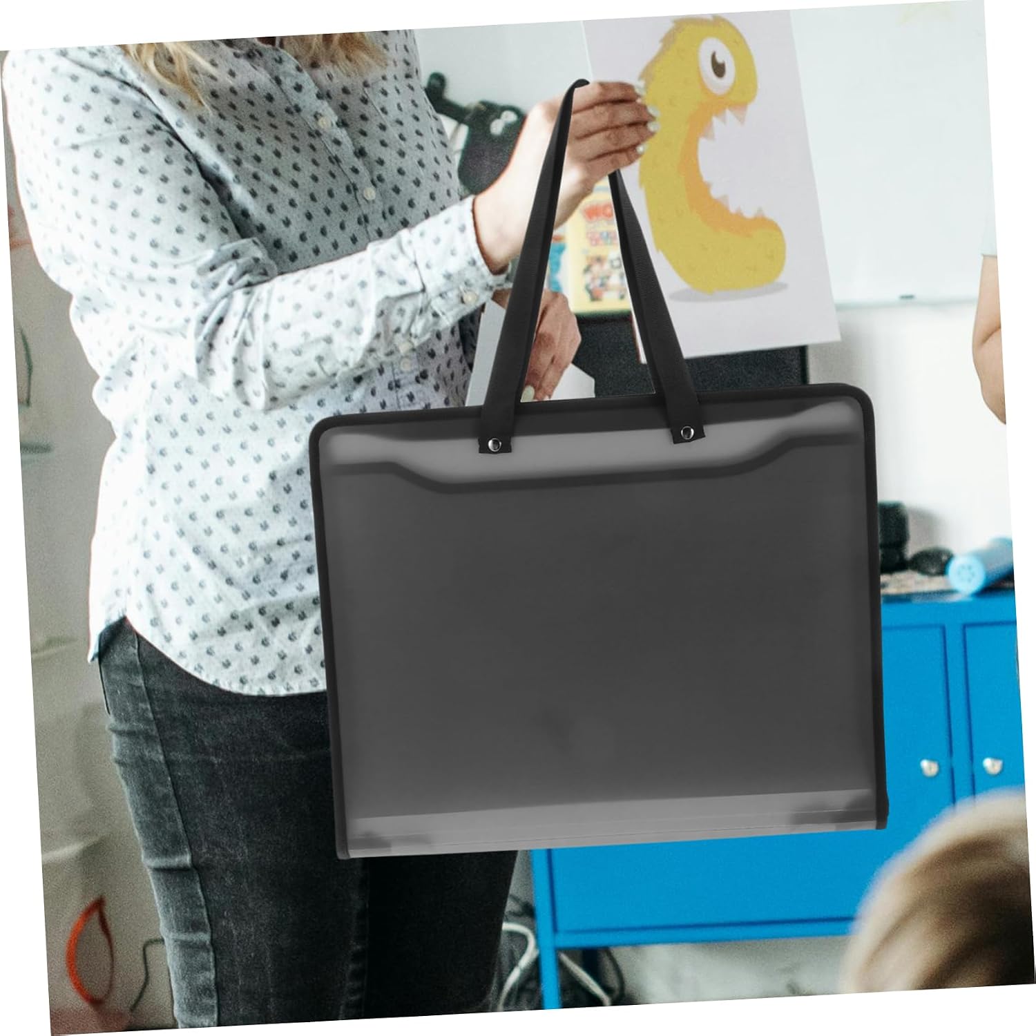 TEHAUX Black File Organizer Portfolio with Zipper for Students and Artists