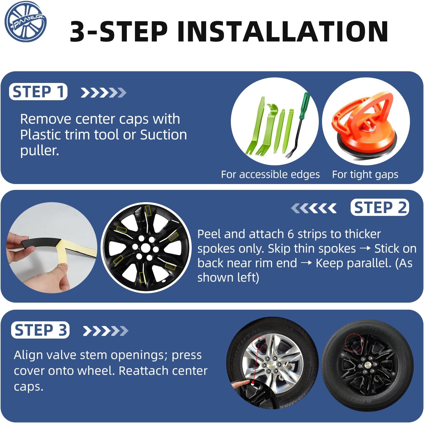 18 Inch Wheel Skins for 2019-2022 Chevy Blazer L/LT, Fits GM OEM#42497174 Alloy Wheels, Snap-On Design, Direct Replacement Gloss Black ABS Wheel Covers 4-Pack