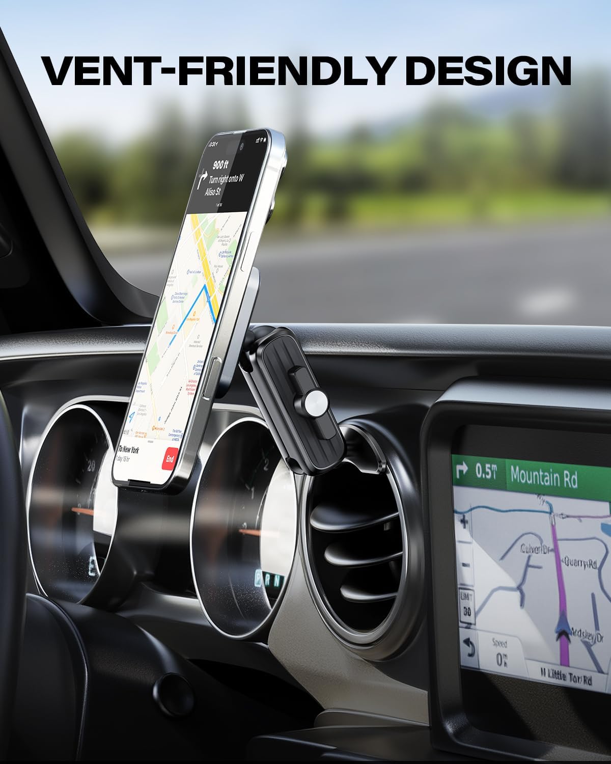 OQTIQ Car Phone Holder for Jeep Wrangler JL 2018–2023 & Gladiator JT 2020–2023 [5000Gs Magnetic Vent Mount], Heavy-Duty, 360° Adjustable, Compatible with iPhone 12–17, Samsung Galaxy, Pixel