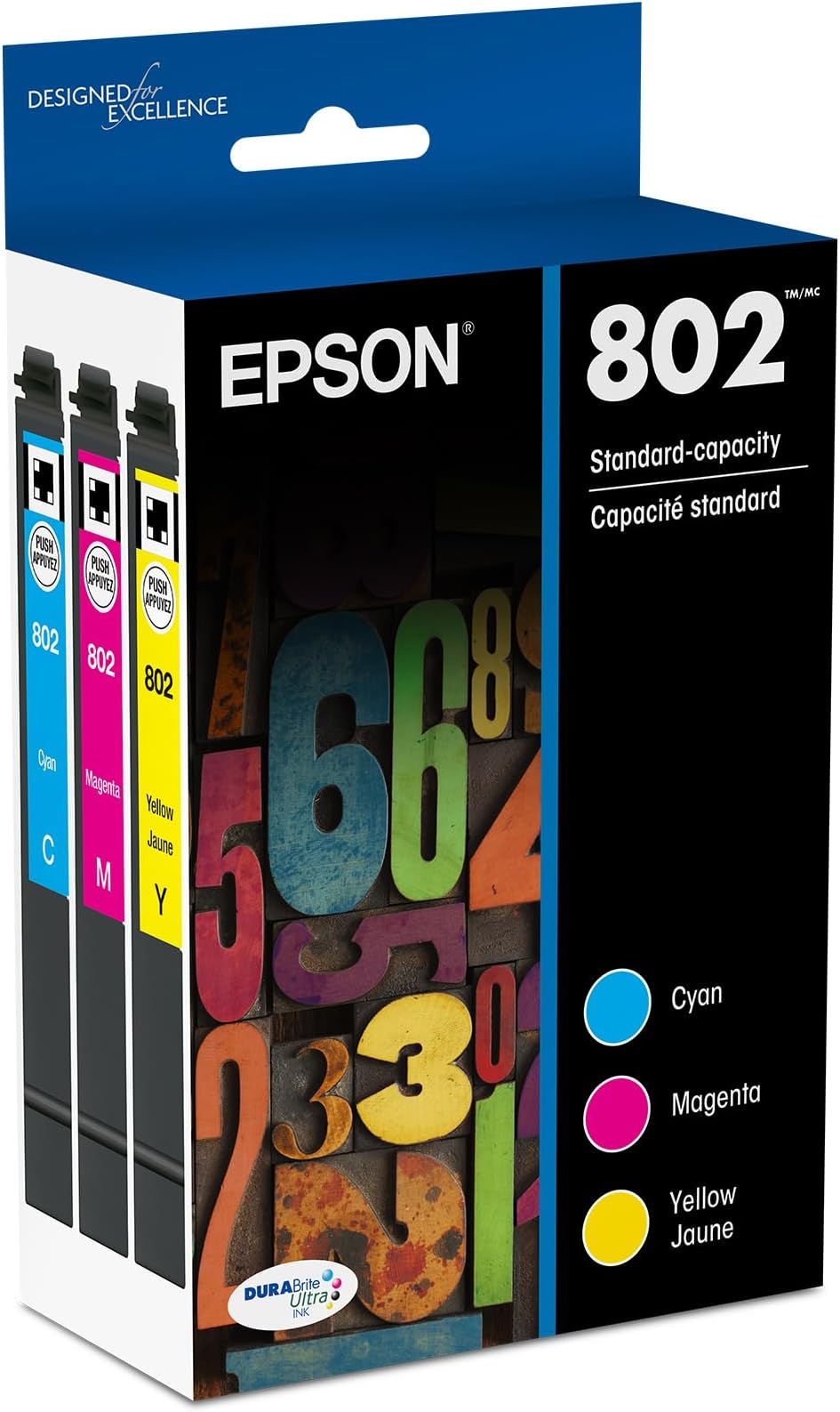 802 DURABrite Ultra Ink Standard Capacity Color Combo Pack (T802520-S) Works with WorkForce Pro WF-4720, 4730, 4734, 4740
