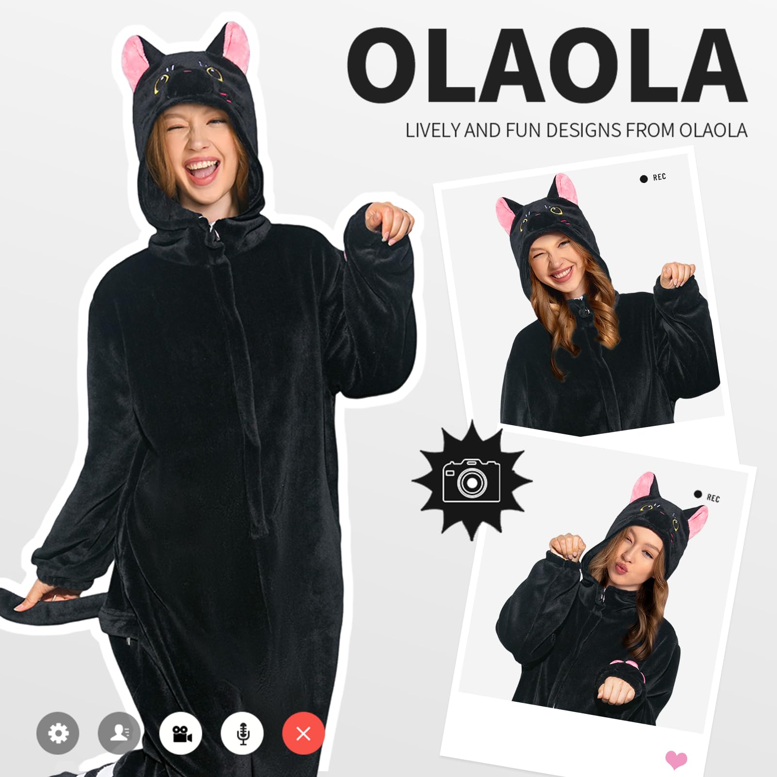 OLAOLA Combinaison Pyjama Femme Homme Animaux Costume Unisexe Adulte Onesie Halloween Cosplay Deguisement Kigurumi Pajamas Fête Vêtements de Nuit