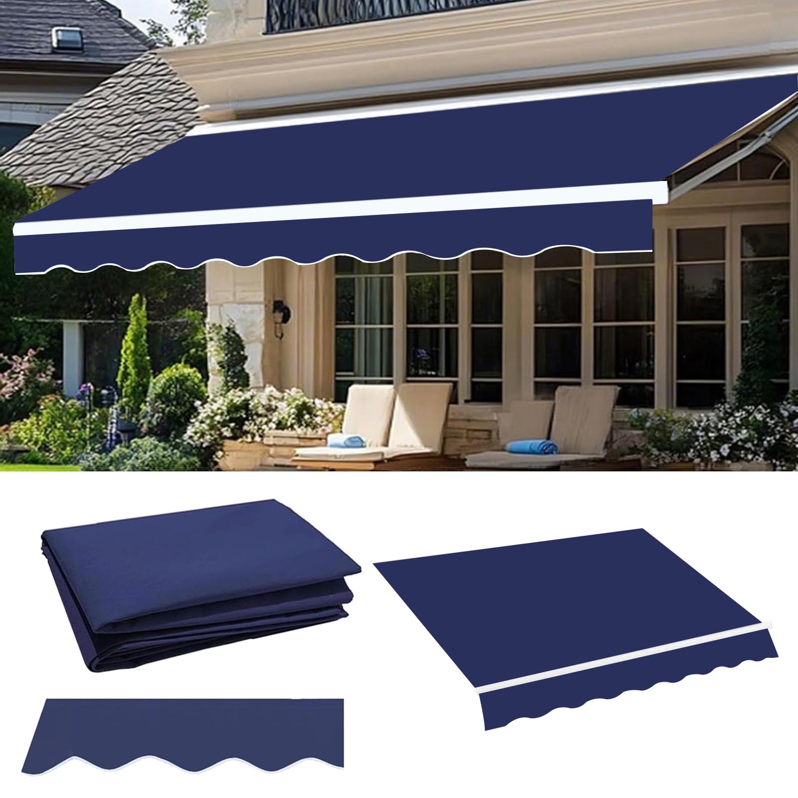 Housse d'auvent de terrasse rétractable en polyester imperméable pour abri solaire 3x1.5m