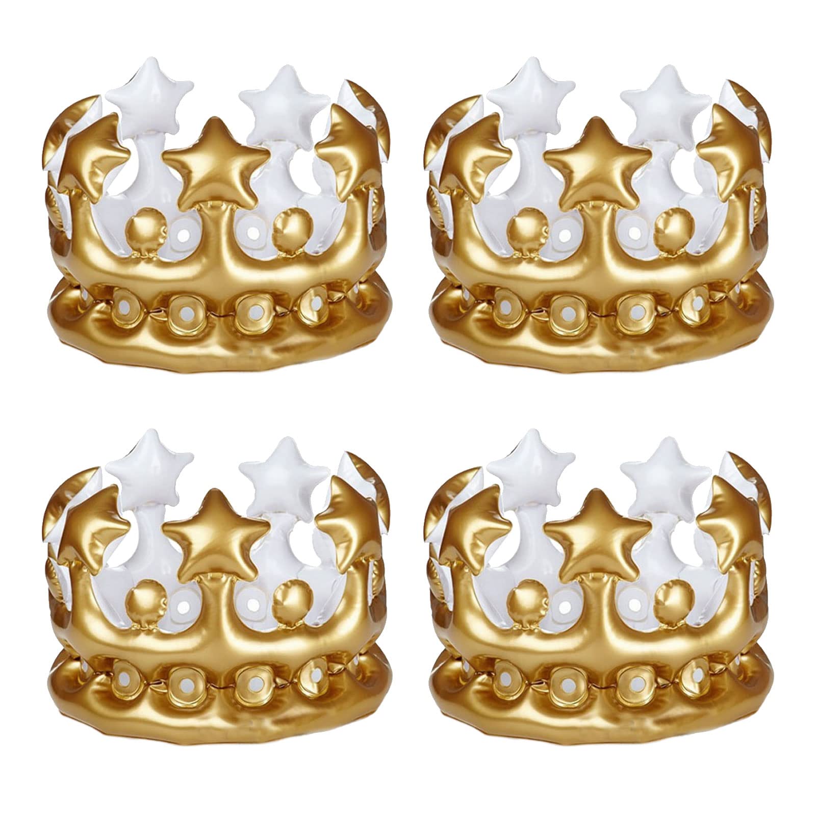4 PCS inflatable crown，kings queens crown，queens crown Hen Party Decorations Toy，Carnival Costume Accessory