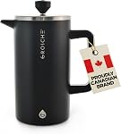 GROSCHE Dublin Machine à café en acier inoxydable, 18/8 double paroi en acier inox Presse française avec échelle de mesure, brassage chaud et froid, marque canadienne! - 8 Coupe 34 fl. oz, bleu de montagne