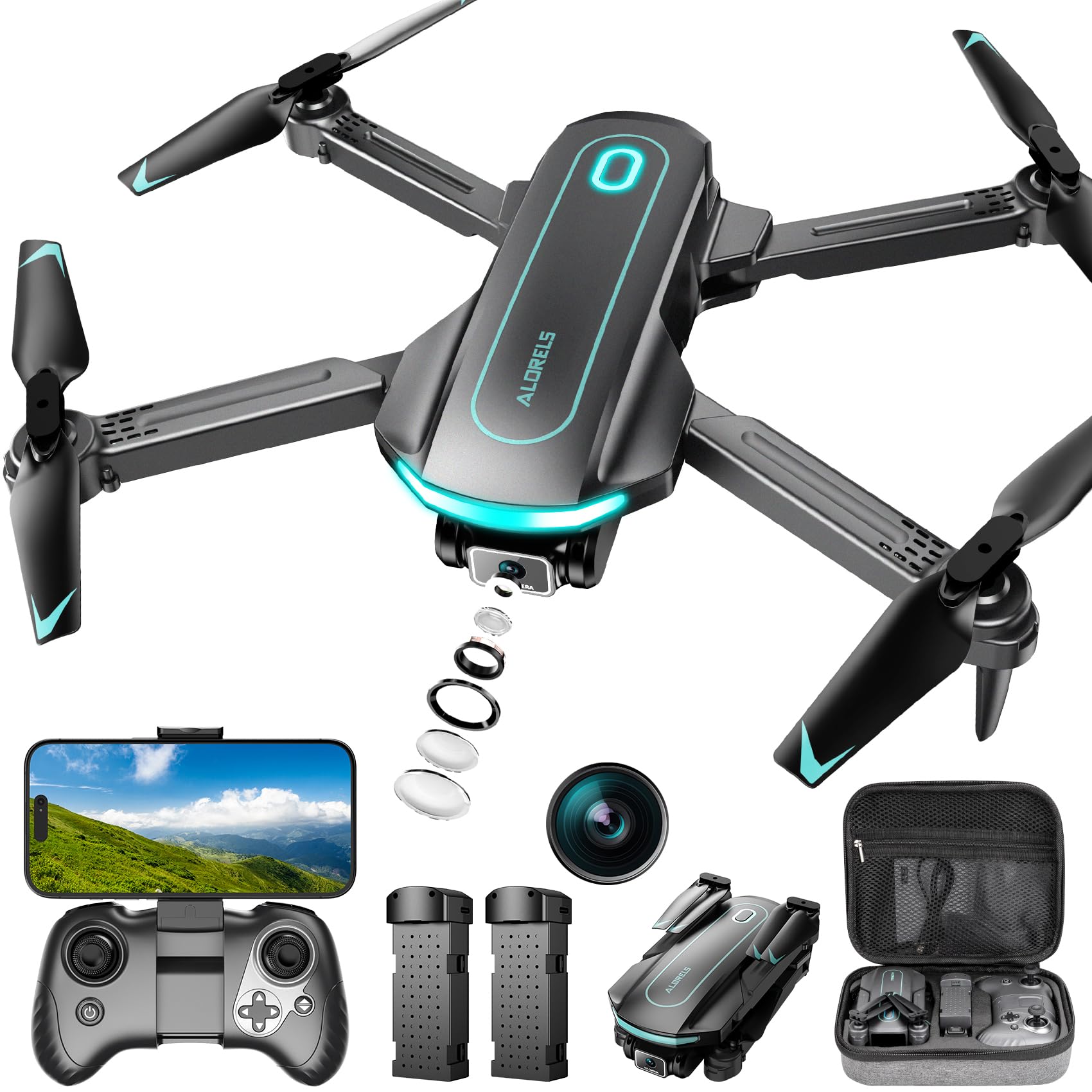 12 Year Old Boy Gifts RADCLO Drone With 1080P HD Camera - Foldable FPV ...