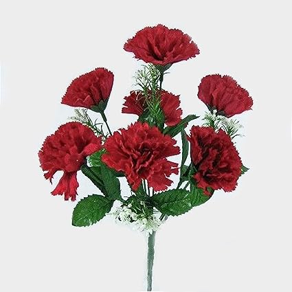 Red Artificial Carnation 7 Heads Silk Flowers Grave Home Amazon Co Uk Home Kitchen