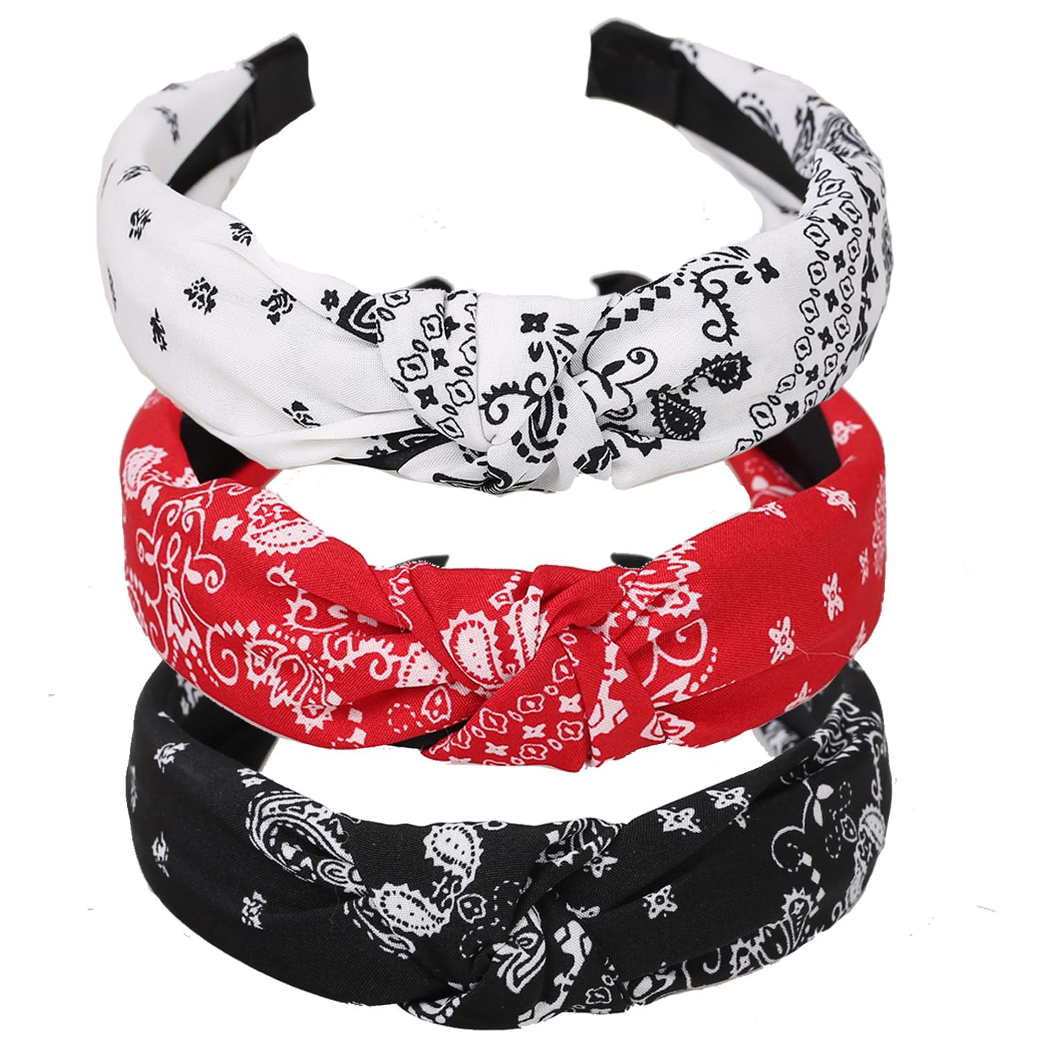 3-pak opasek na głowę bandana - wiązana opaska na głowę dla kobiet i dziewcząt - 3 sztuki, jeden rozmiar, krawaty