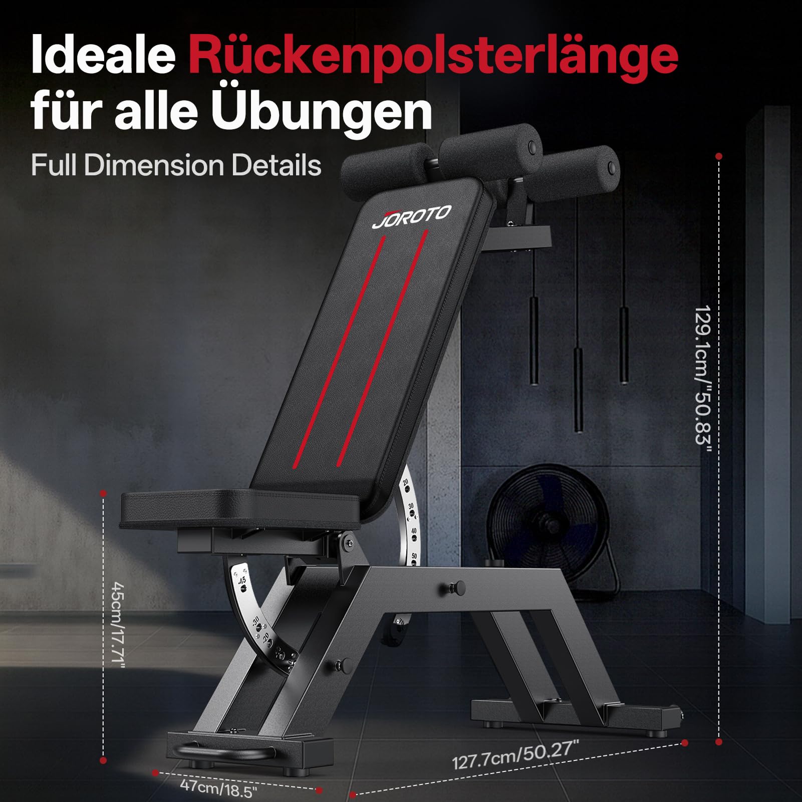 JOROTO MD70 Hantelbank Verstellbar, Multifunktions Trainingsbank bis 880LBS/400KG Belastung, 8-Fach Verstellbarer Rückenlehne & 5-Fach Verstellbarer Sitzfläche, Fitnessbank für Ganzkörpertraining
