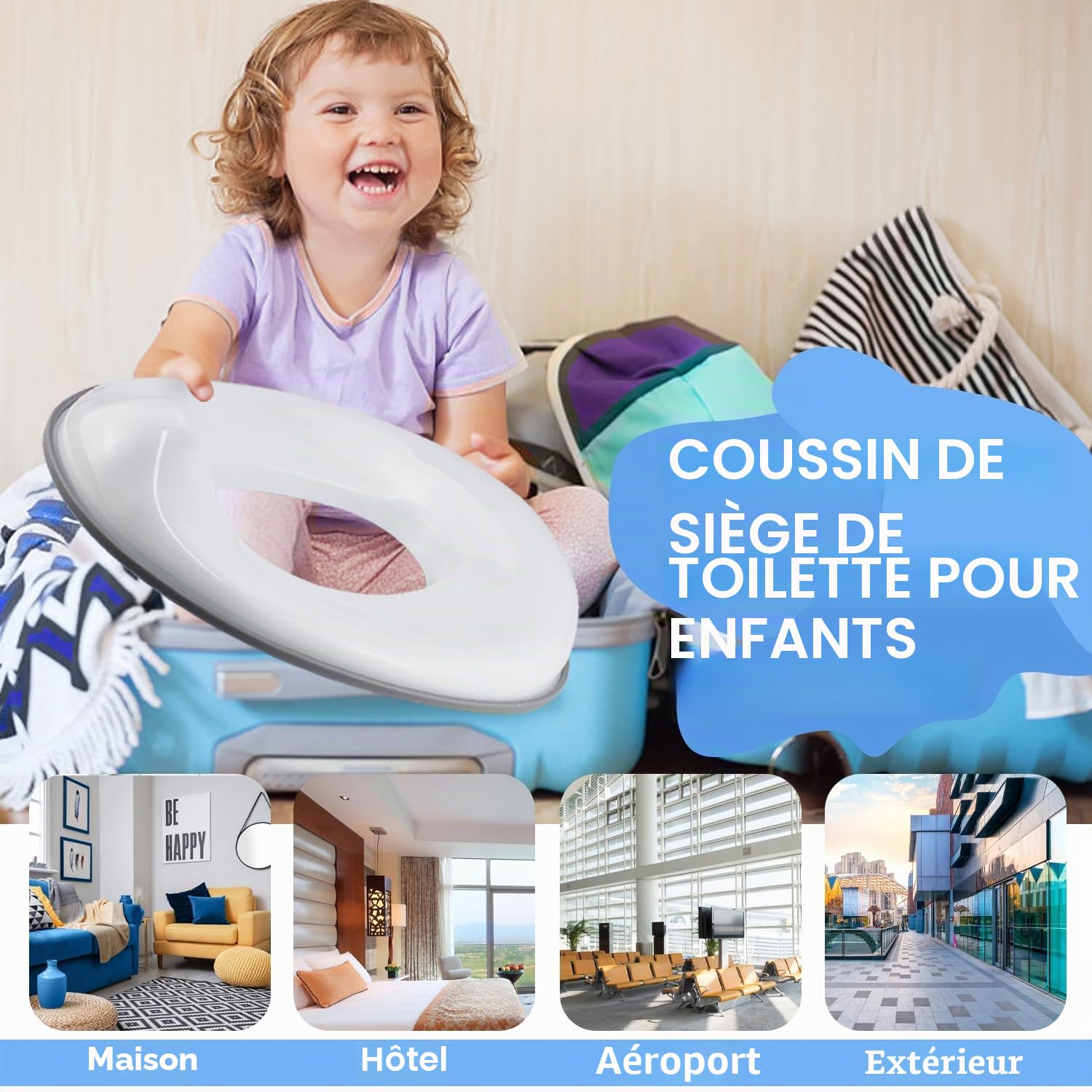 Adaptateur Wc Enfants Siège De Toilette De Voyage De Bébé Abattant De Toilette Pour Enfant Pour Enfants Portable Stockage Suspendu