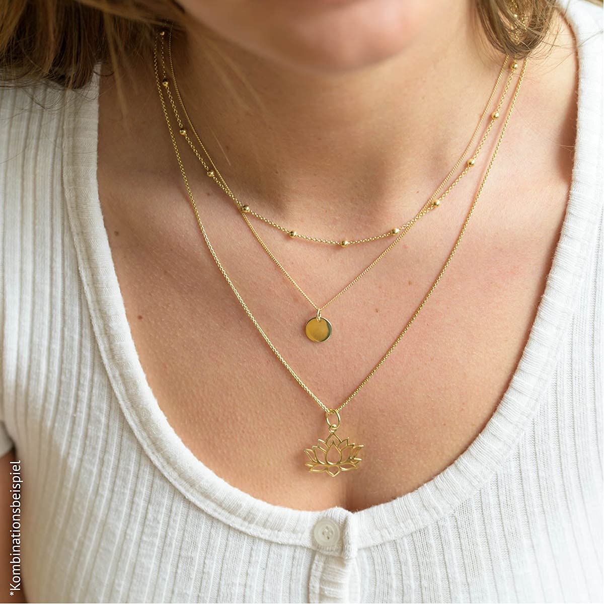 Damen Halskette 1,3mm Gold Kugelkette 925 Silber vergoldet K104 | Filigrane Damenkette Goldkette mit 3mm Kugeln in 40 45 50 55 60 70 cm in Schmuck Verpackung von MATERIA by Matthias Wagner
