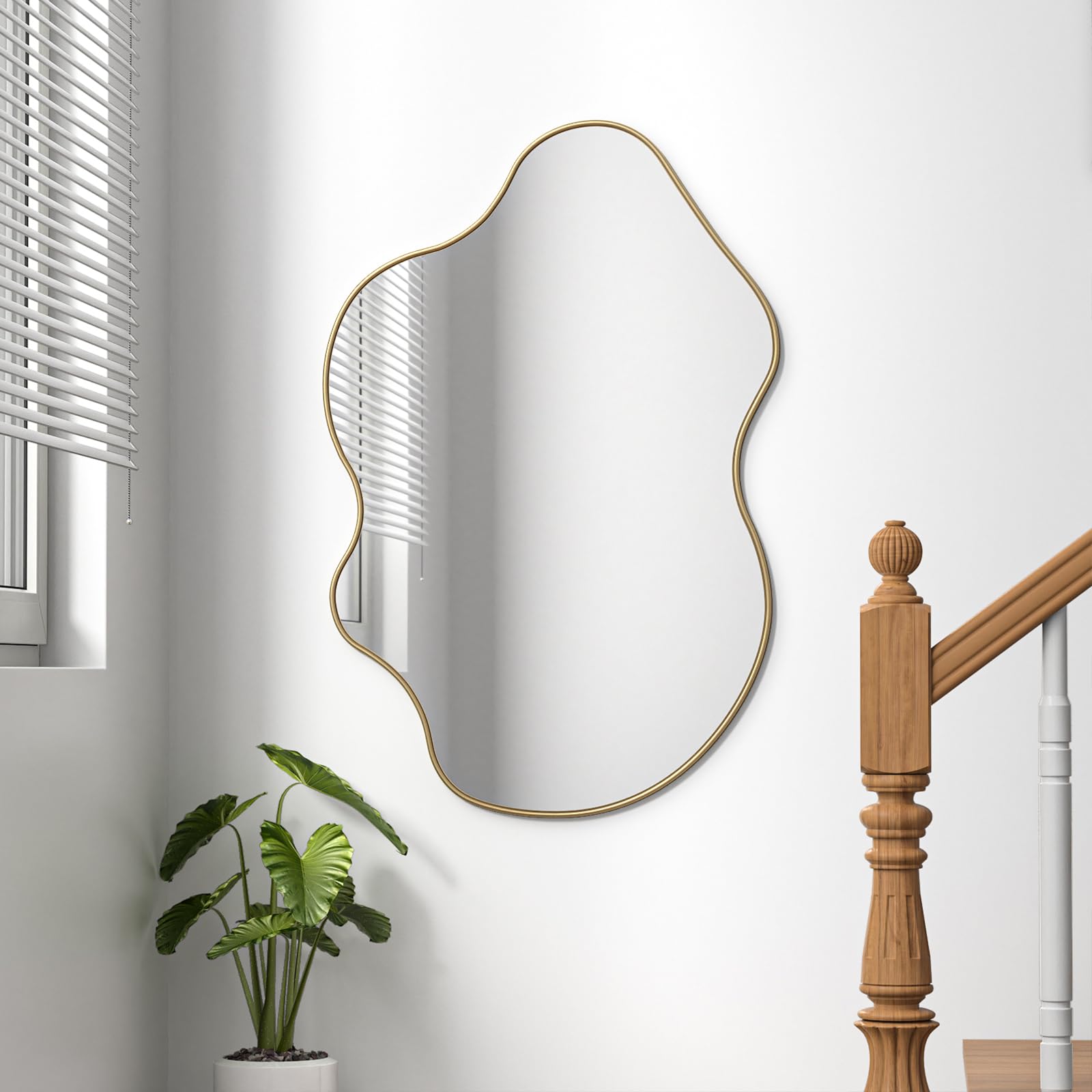 Specchio da Parete Moderno Specchio Irregolare Specchi da Appendere alle Pareti Specchio per Vestirsi per Soggiorno Camera da Letto Ingresso Corridoio 60 x 90 cm