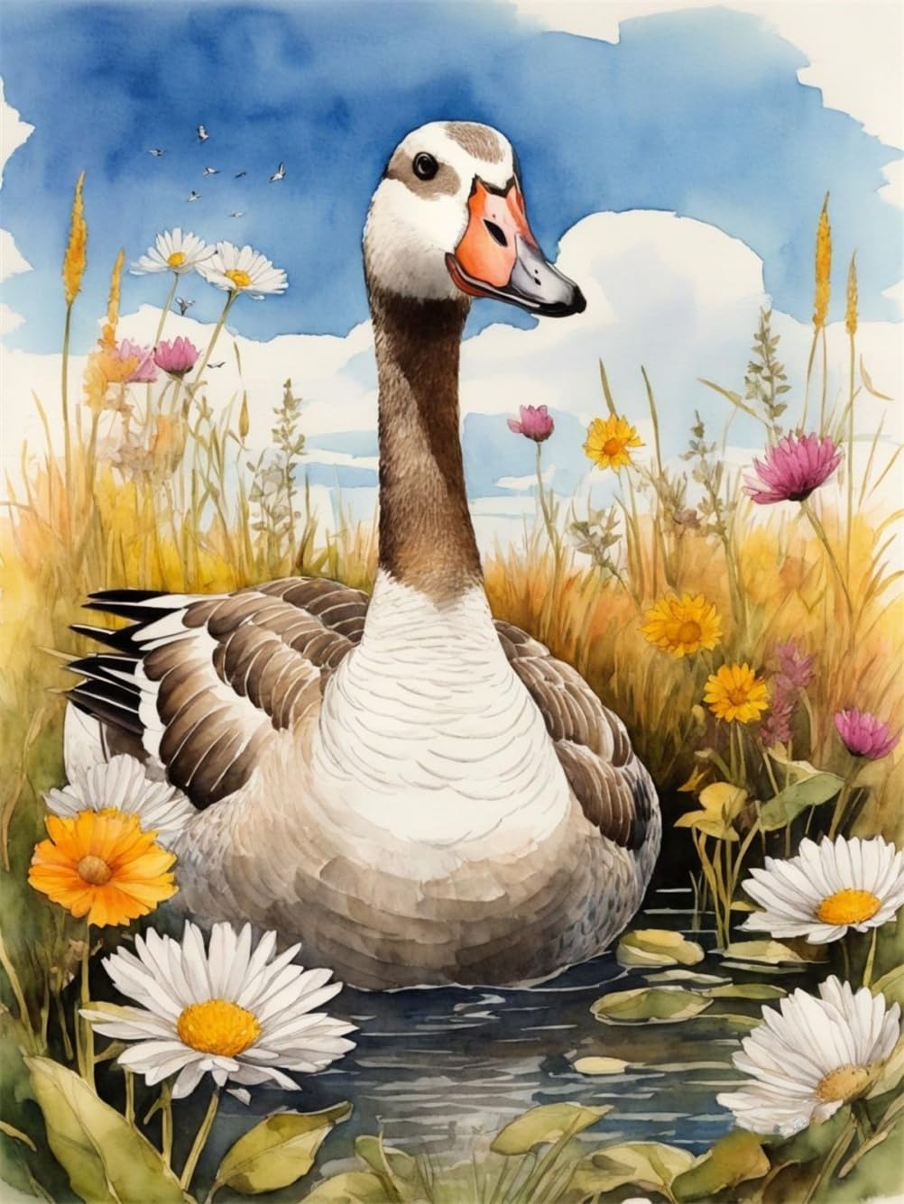 Meecaa Cross Stitch Kits 11 Count Stamped, Swan Flower Animal Embroidery Kit with Accessories Pre Printed (40CMx50CM) (Swan)