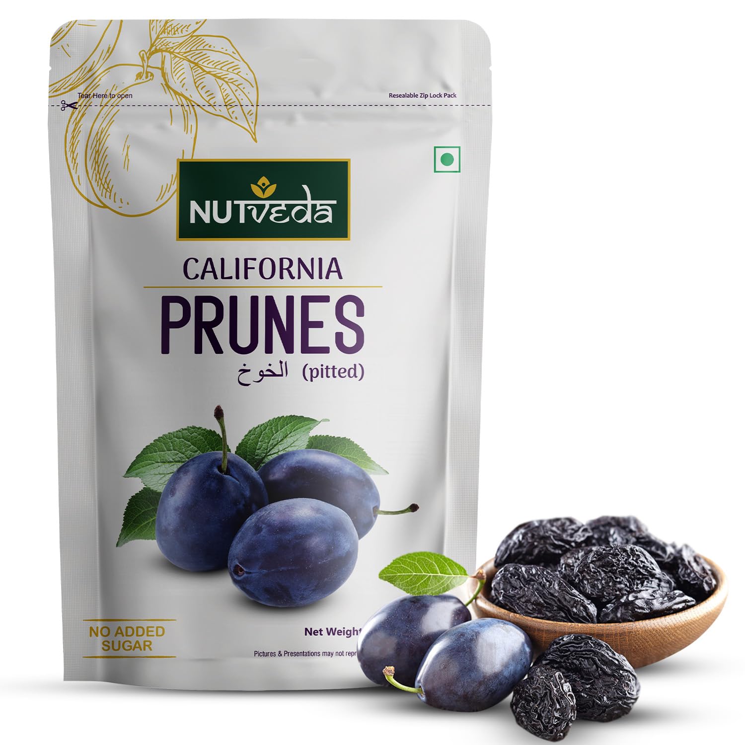 NUTVEDA Premium California Prunes (Pitted) 227g - Dried Plum | High in Antioxidants, VItamin C,A,B6 & Dietary Fiber | Vegan- Cruelty Free (B09QX2VBSB) Amazon Price History, Amazon Price Tracker