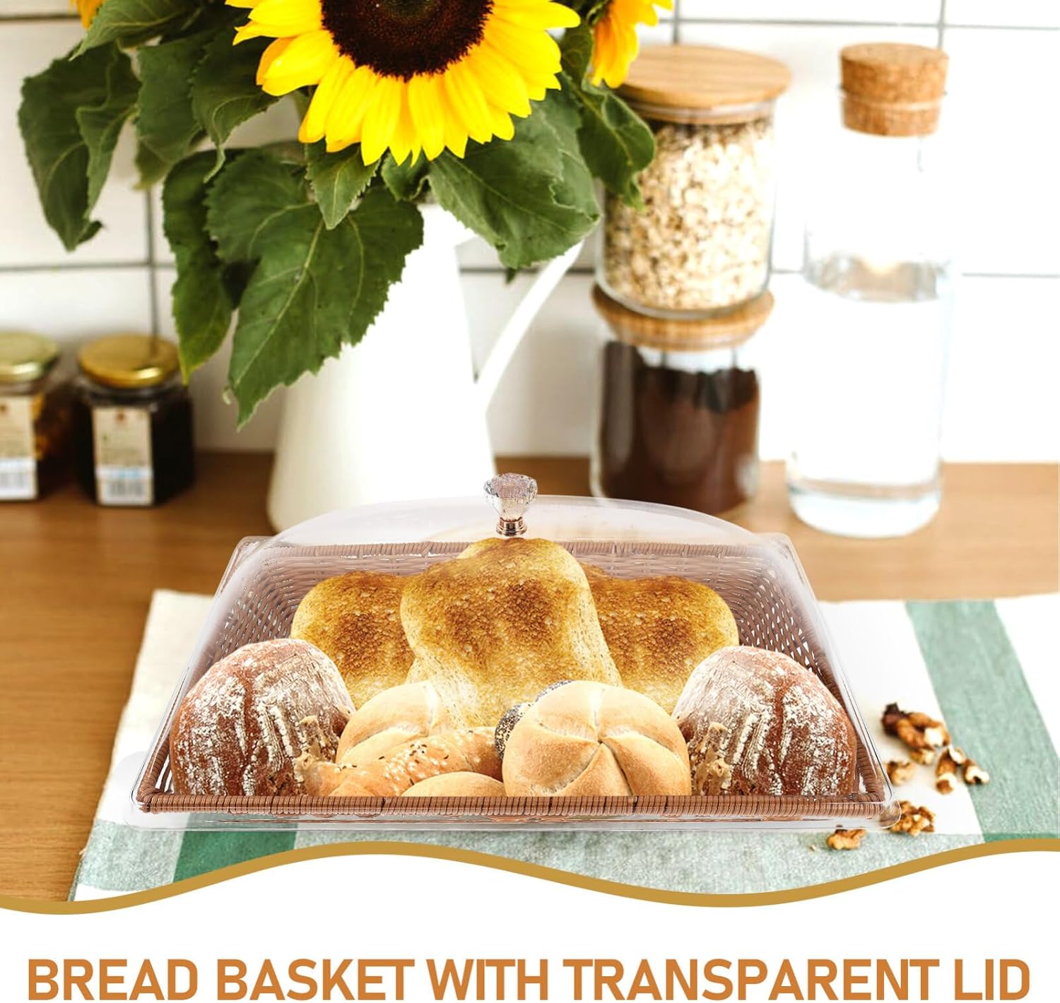 Alipis 1set Woven Food Storage Basket Lid for Tabletop Display Versatile Vegetable Fruit and Dessert Holder for Home Bakery and Parties