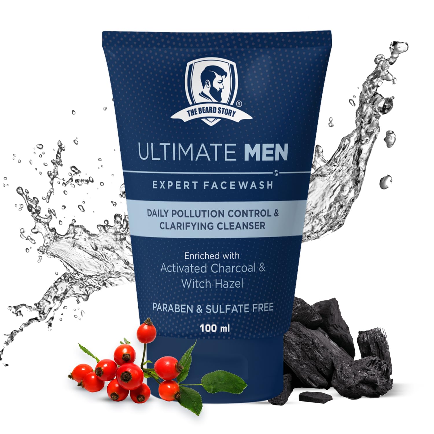 The Beard Story Ultimate Men Expert Face Wash with Activated Charcoal Deep Cleansing, Pollution Control, & Oil Absorption, Paraben Free, Sulphate Free 100g