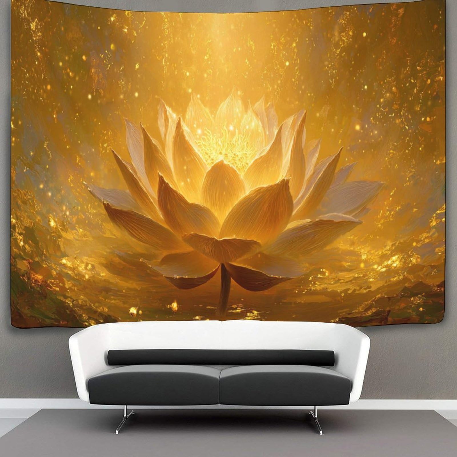 kaiyun 100cmx150cm Tapestry The Huge Lotus Emits A Strong Golden Light Tapestries 3D Printing Wall Hanging Home Decorations