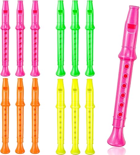 etmact 55inches Grabadoras de plásticoPack de 12Mixta Color de plástico flauta Instrumentos Musicales Juguete para Kid Party Favors bolsa Stuffers