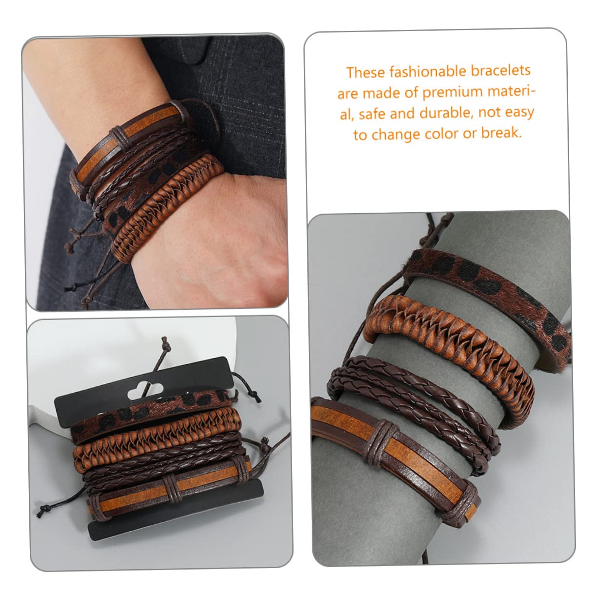 Beaupretty Lot De 5 Bracelets Tressés Réglables Pour Hommes Et Femmes En Cuir Robuste Tendance Pour Petite Amie Petit Ami Fille Amie 8 Pièces X 5