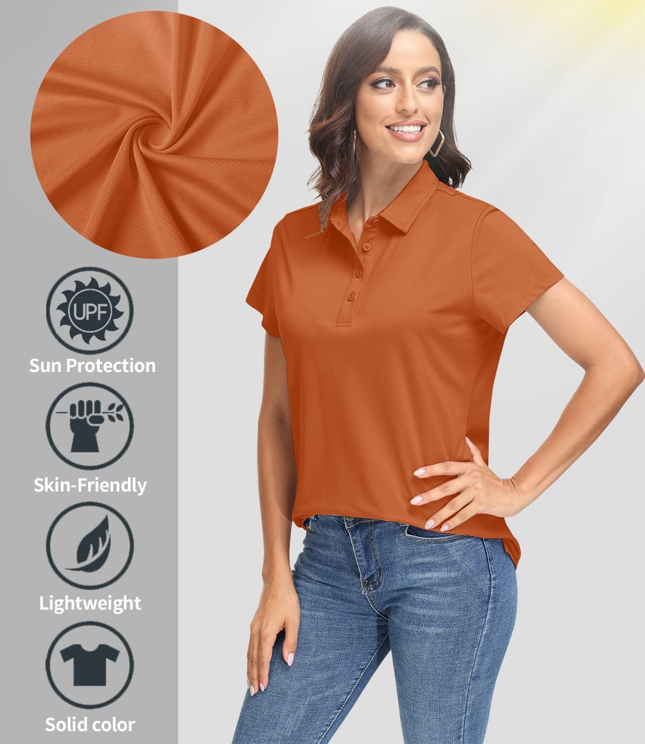 TACVASEN Women's Golf Polo Shirts Short Sleeve UPF 50+ Sun Protection Golf Shirts for Women Quick Dry Collared Polos - Image 4