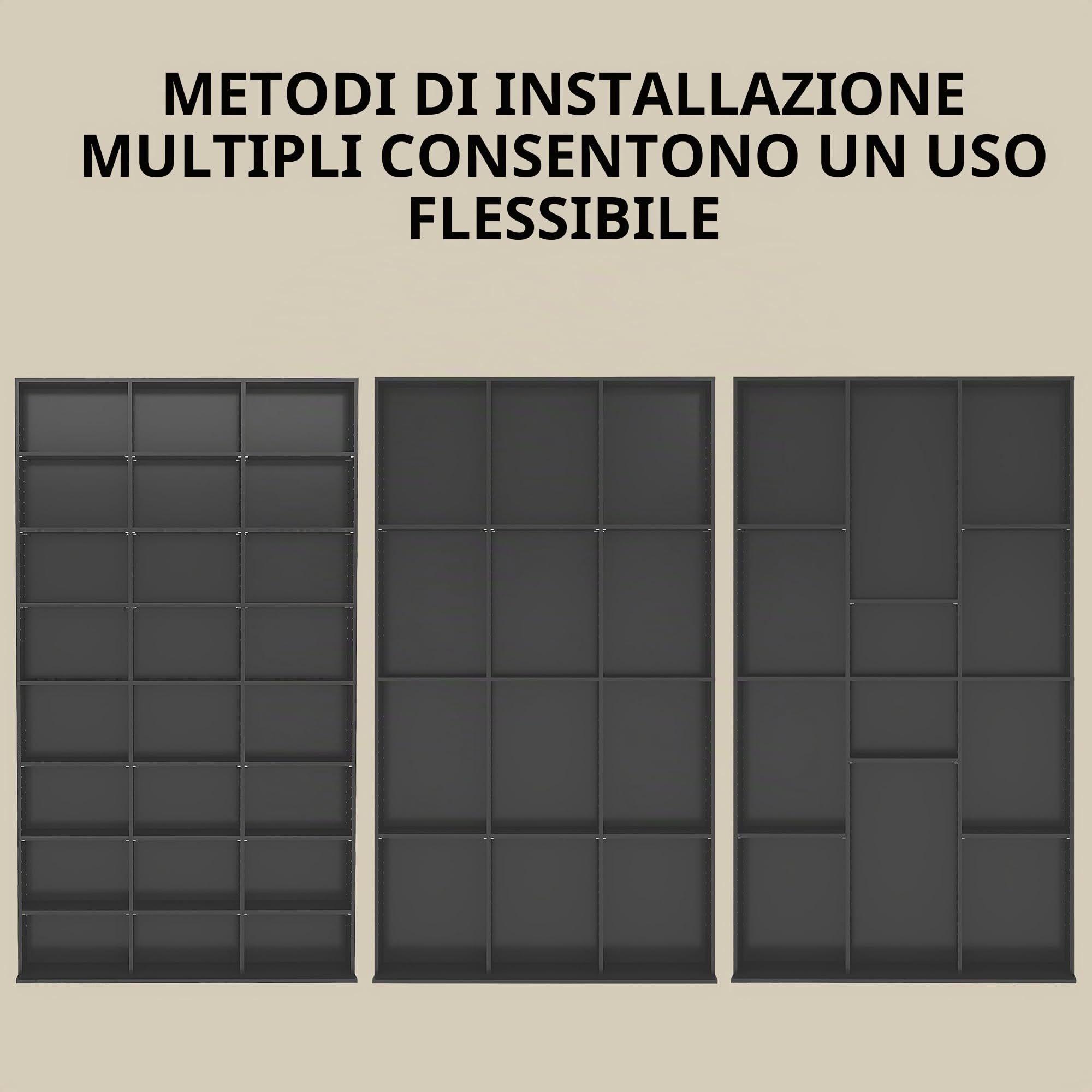 Mobile Porta CD con Ripiani Regolabili, Porta DVD a Colonna, Mobiletto DVD, 24 Scomparti, Vetrina da Collezione, adatto per Ufficio, Soggiorno e Studio, 102 x 23.5 x 180cm, Nero