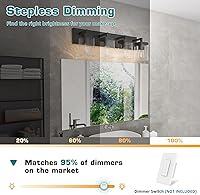 Vista 5 de Bathroom Vanity Light, Square Design 4 Lights Morden Bathroom Lighting Fixtures Over Mirror, Black Bathroom Light Vanity Fixtures for