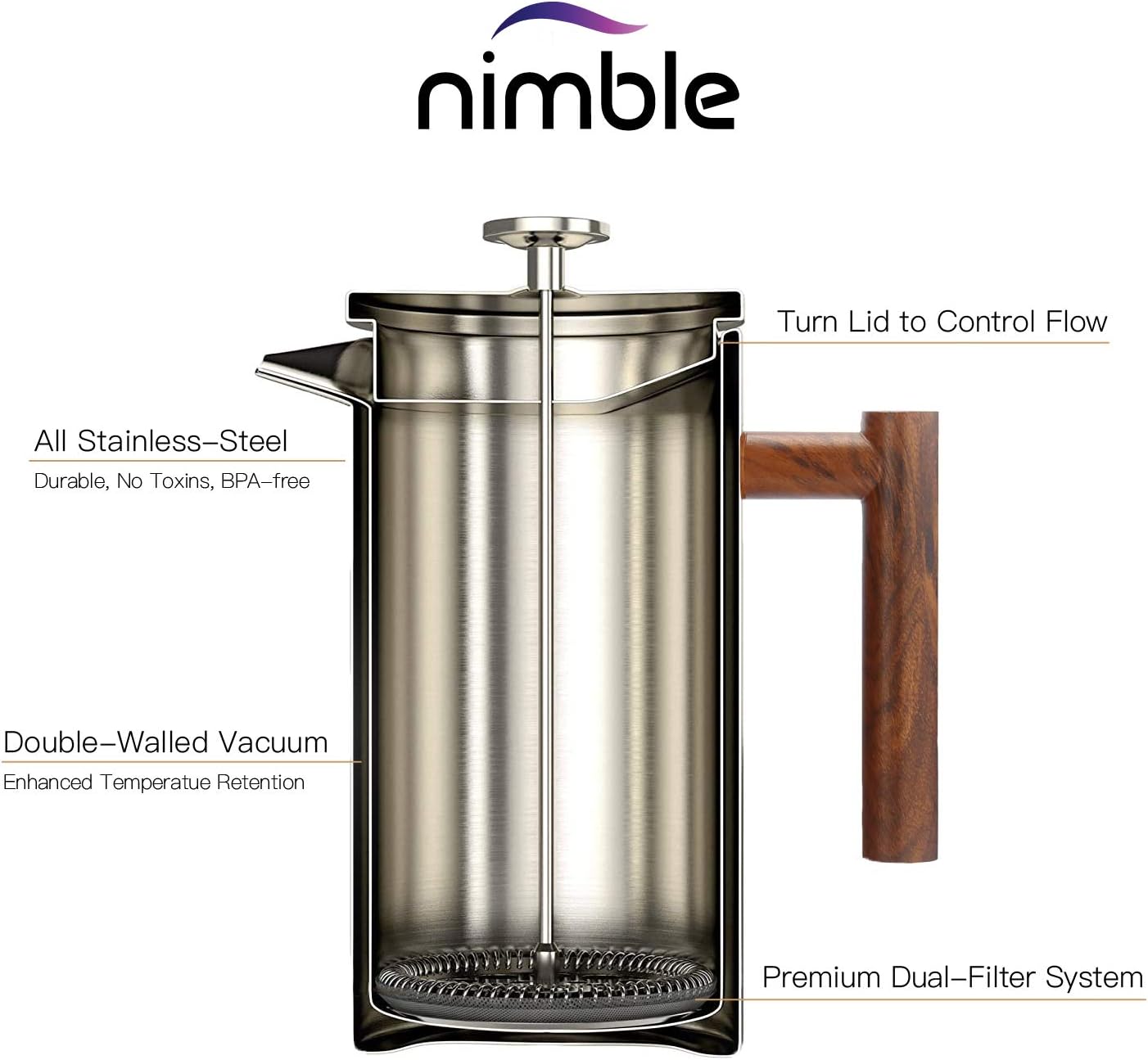 Nimble French Press Stainless Steel 