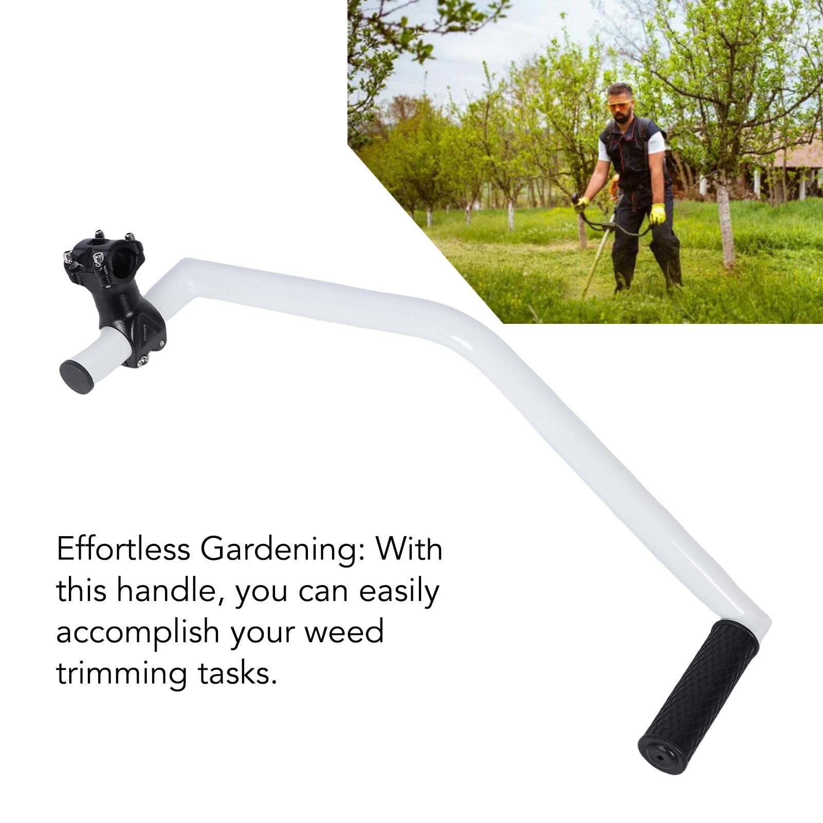 Mango Ergonómico para Cortacésped, Extensión de Mango para Desbrozador con Clip de Soporte, Empuñadura de Aluminio para Cortacésped, para Cuidado del Césped, Paisajismo