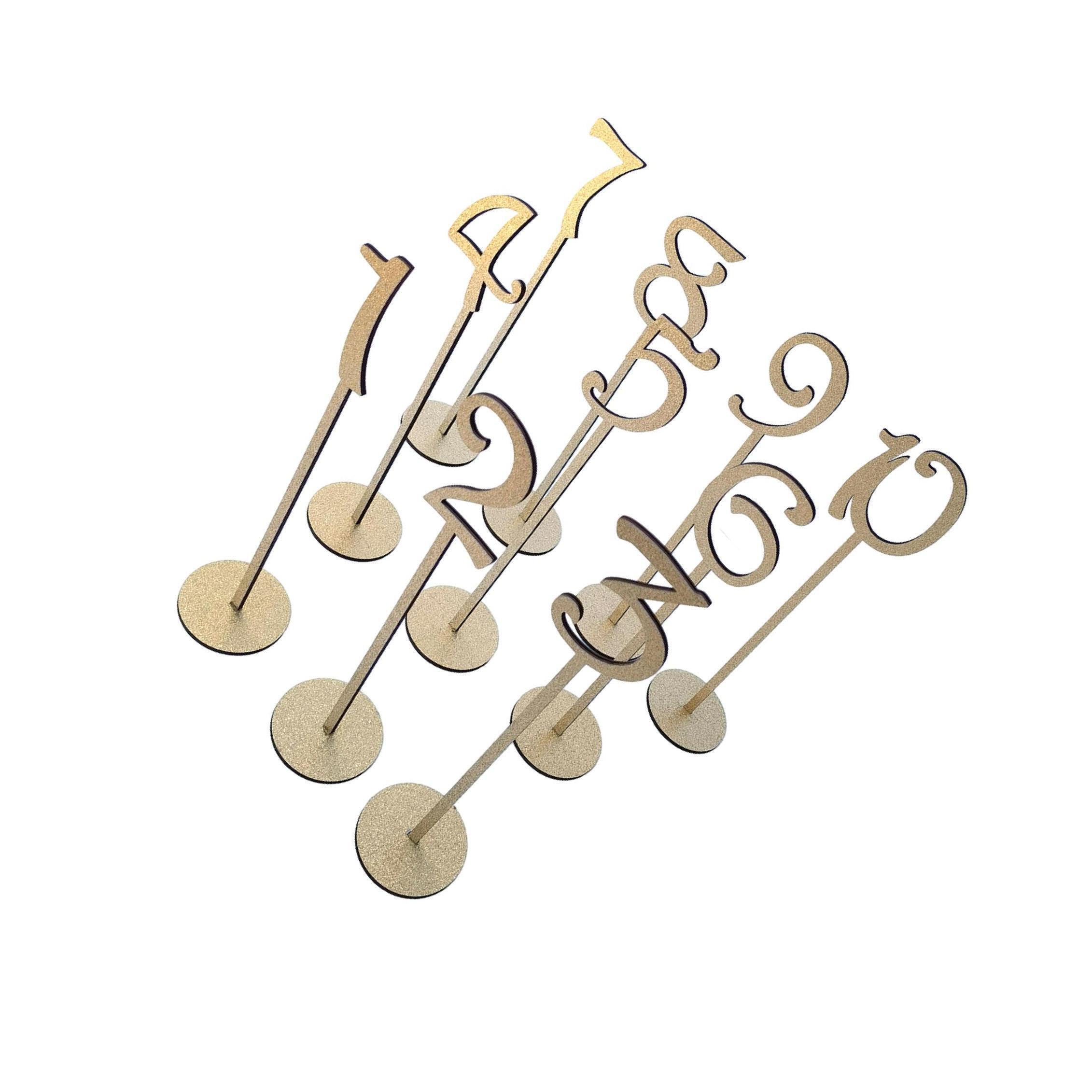 HOIXZCS Chic Table Number Holders With Base Timing For Memorable Wedding Experiences Wood Table Number Cards Place Cards Holder Stands Practical And Decor, 10 pcs Golden, 8.7x35cm
