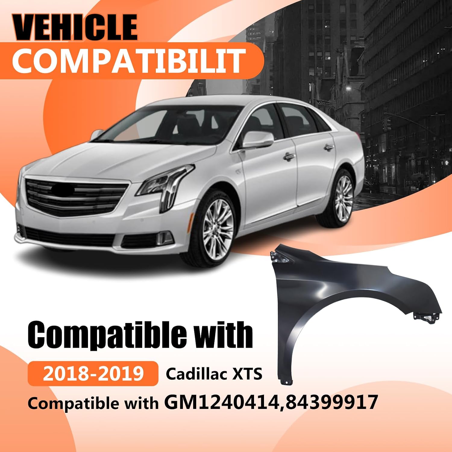 JX RACING Primed Steel Front Fender Compatible with Cadillac XTS 2018 2019 Quarter Fender Panel Repair Right Passenger Side Replacement for GM1240414 84399917
