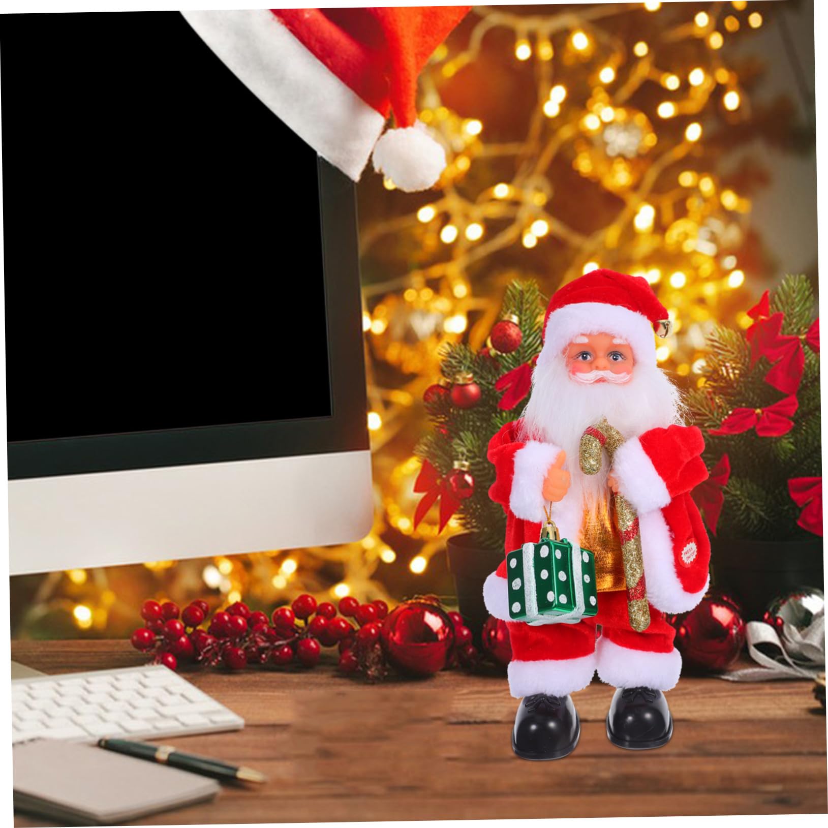 SUPVOX Bambola di Babbo Natale Elettrica Giocattolo Musicale per Feste Natalizie Decorazione Divertente per Ragazzo Ragazza e Caminetti