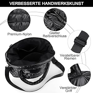 GSenhui Borsa a mano piccola borsa shopper in pelle PU, piccola borsa a tracolla con chiusura lampo, borsa a tracolla a trapezio, A3-nero