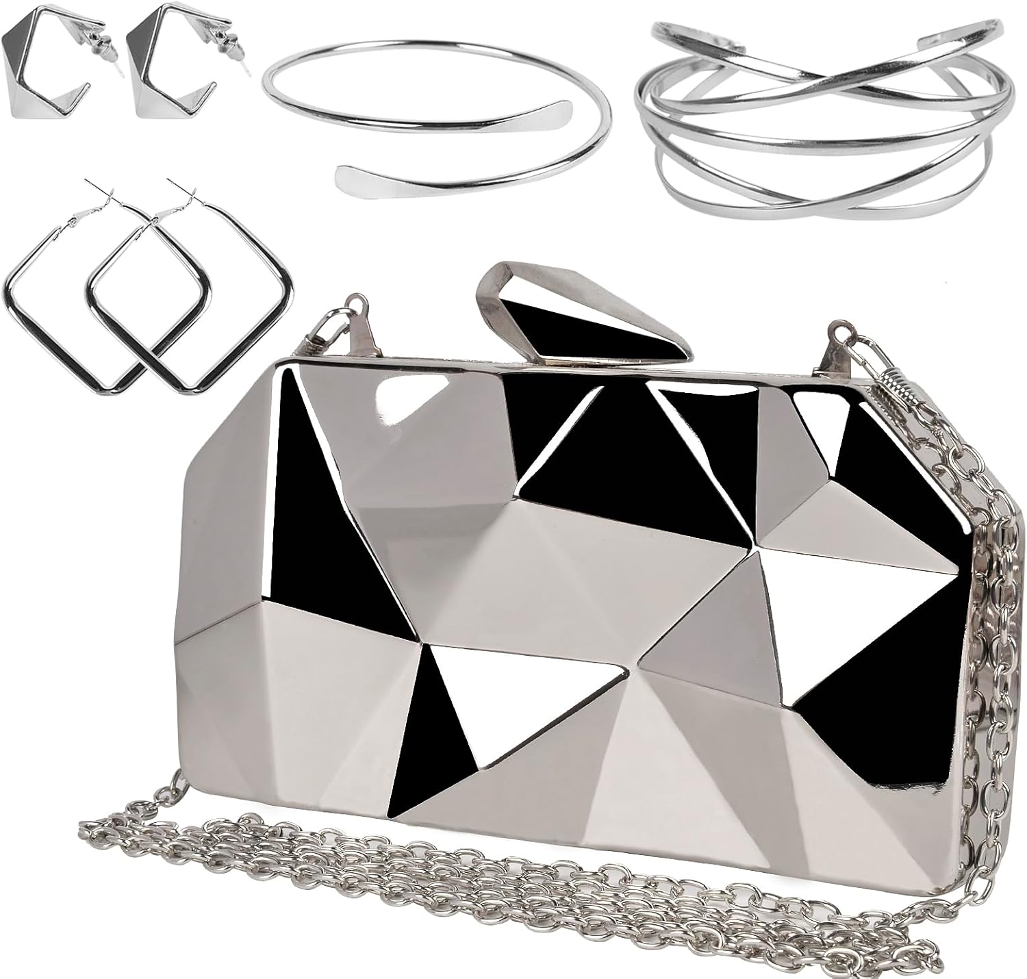 Women Lattice Gold Clutch Purses - Geometric Lattice Metal Clutch Evening Bag Women Golden Stone Cut Clutch Purse for Party