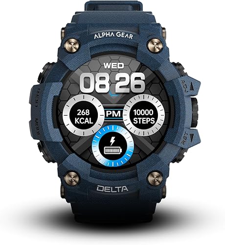 Miniatura 2 de ALPHAGEAR Delta - Reloj inteligente para hombre, reloj inteligente militar, reloj deportivo con pantalla HD de 1.45 pulgadas, batería de 14 días,