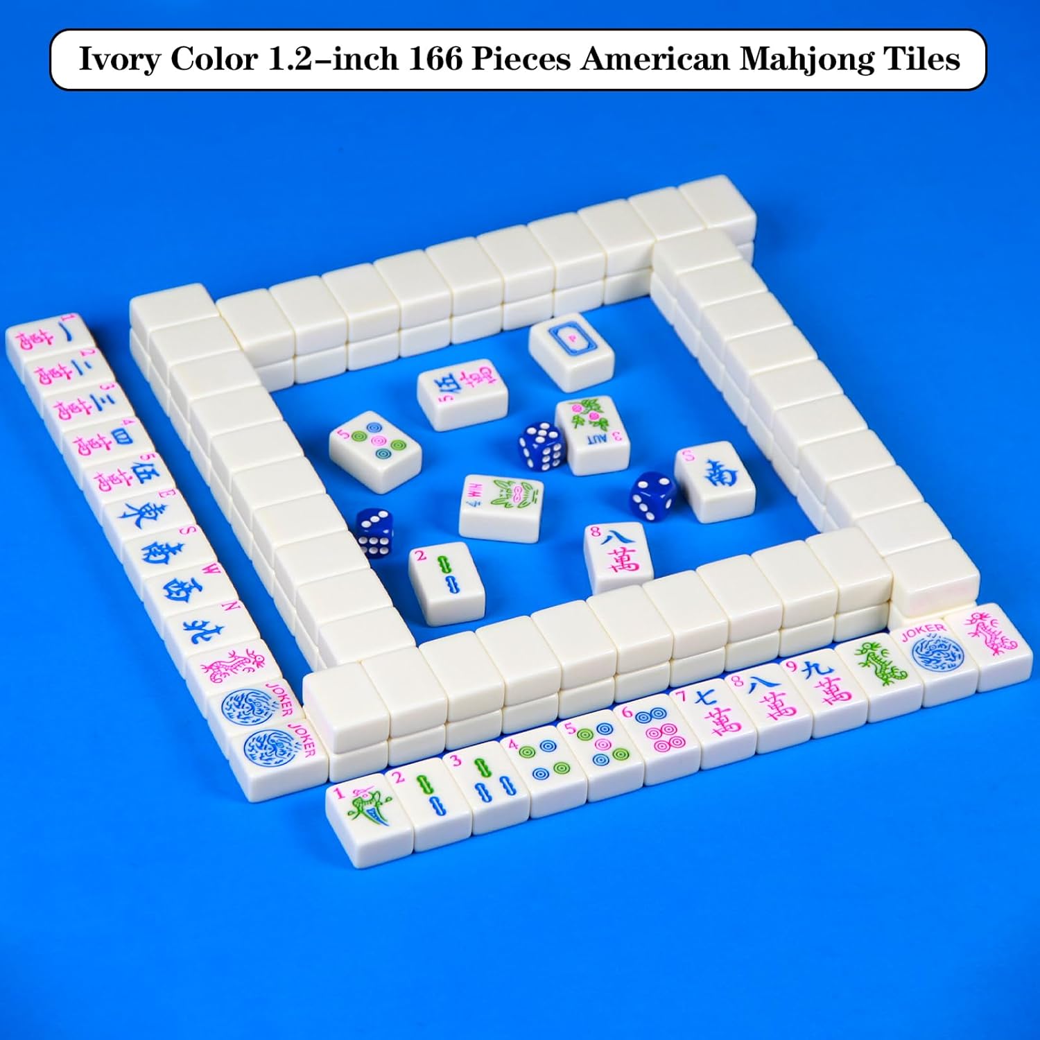 American Mahjong Set 1.2-inch 166 Mahjong Tiles Set American Mahjong Tiles Set It is Made from Melamine