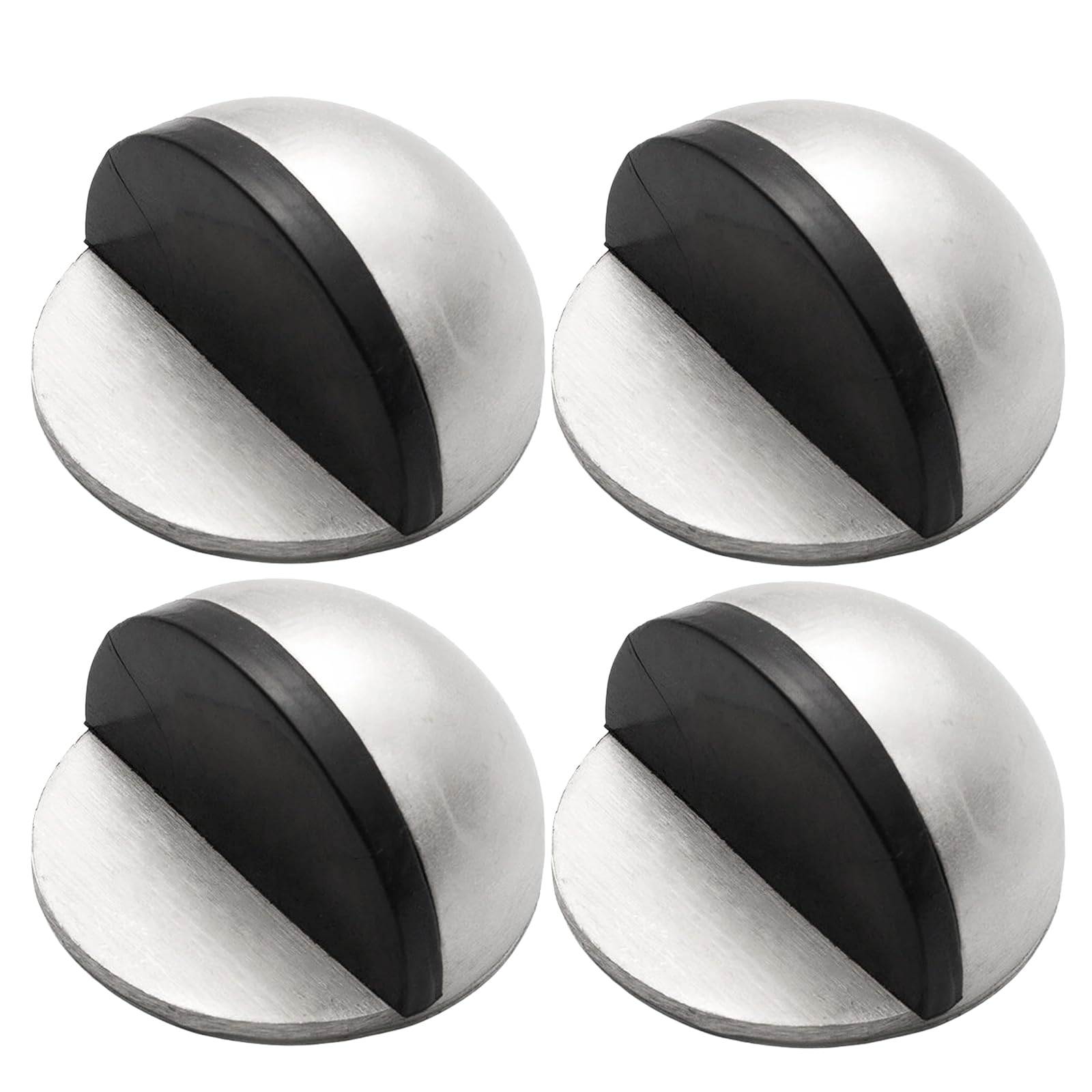 KTHZI 4Pcs Self-Adhesive Door Stoppers for Floor - Stainless Steel Half Moon Door Stop with Adhesive Pads, Oval Wall Protector for Hard Floor, Glass, Home and Office Use (Silver)
