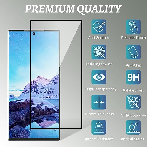 Miniatura 2 de Protector de pantalla para Galaxy S23 Ultra con protector de lente de cámara, 2 unidades, vidrio templado, compatible con fundas, antiarañazos,