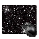 Black Mousepad Diamond Black Glitter Sparkle Mouse pad Bling Desk Accessories Gaming Bling Rubber Pads for Laptop, One Size