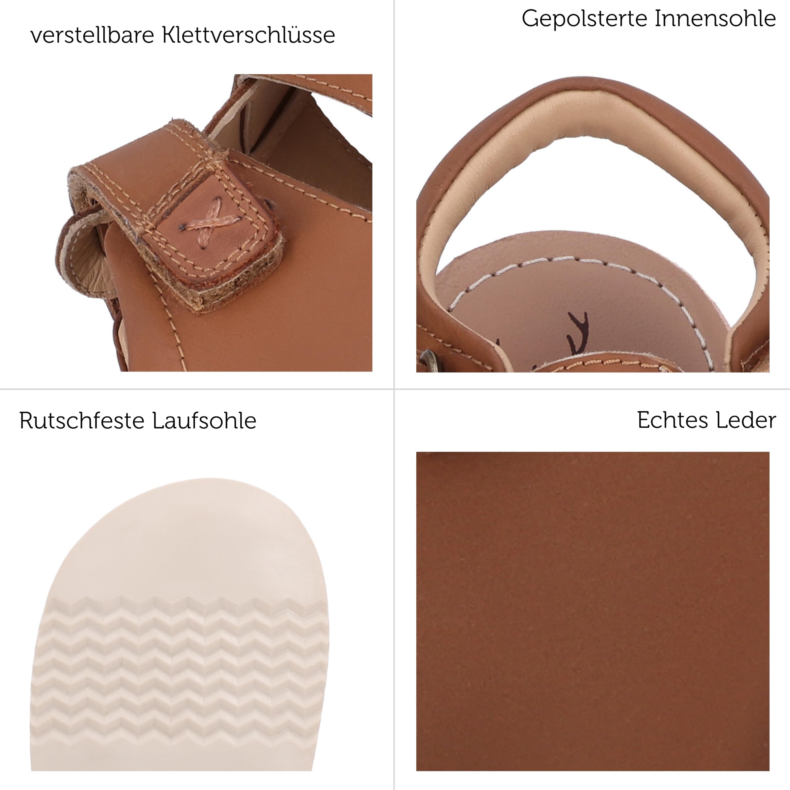 Gusti Leder Sandale Raban - Kinder Sandale mit Klettverschluss und gepolsterter Ferse