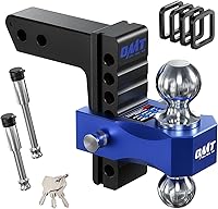 Orion Motor Tech Adjustable Trailer Hitch 2" Receiver 6" Drop/Rise 12500 LB GTW Class 3/4 Heavy Duty Aluminum Dual Ball w/ 3 Locking Pins