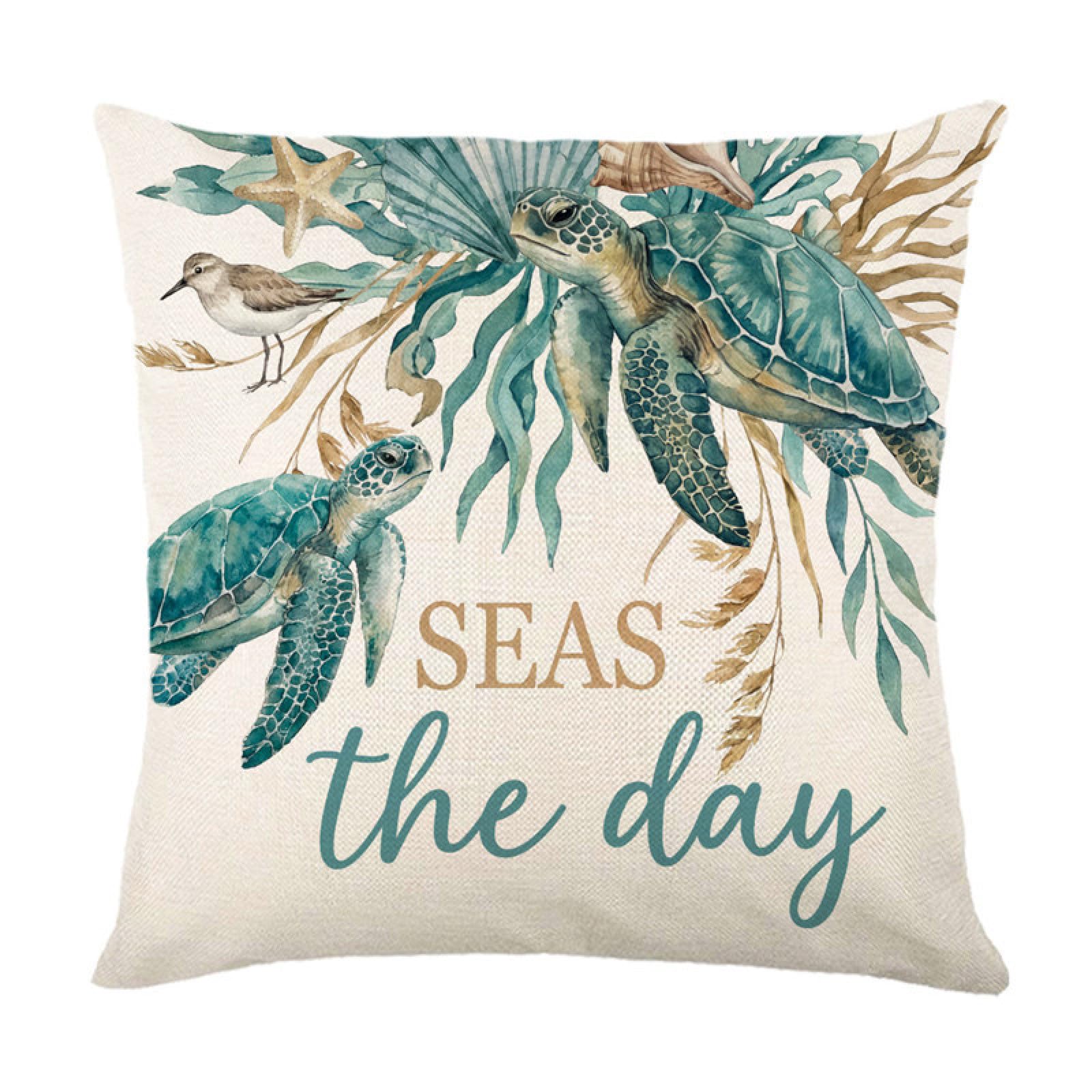 Cushion Covers 40cm x 40cm Green Animals Decorative Pillows Linen Square Sofa Bed Cushions with Invisible Zipper Throw Pillow for Living Room Outdoor Pillowcases