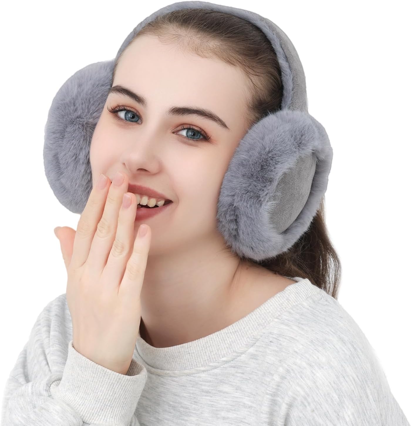 Ear Muffs for Winter Women Foldable Fuzzy Cold Outdoor Earmuffs Soft Faux Furry Ear Warmers Covers - Image 6