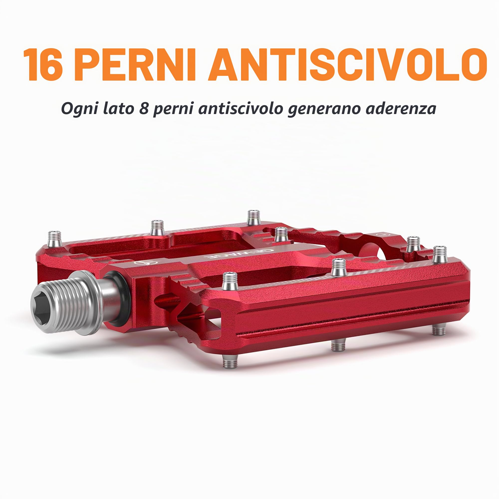 GEWAGE Pedali MTB – Alluminio lavorato CNC, ampia superficie, cuscinetto a rulli sottili + cuscinetto a sfere 638, sabbiato & anodizzato, ideale per mtb& Gravel