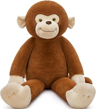 Tezituor 3.2lb Monkey Stuffed Animal Plush Toy, 39.5in Giant Long-Legged Punch Monkey Plushies, Huggable Pillow Birthday Gifts Home Decor for Kids & Adults